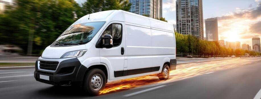 Courier van in the city